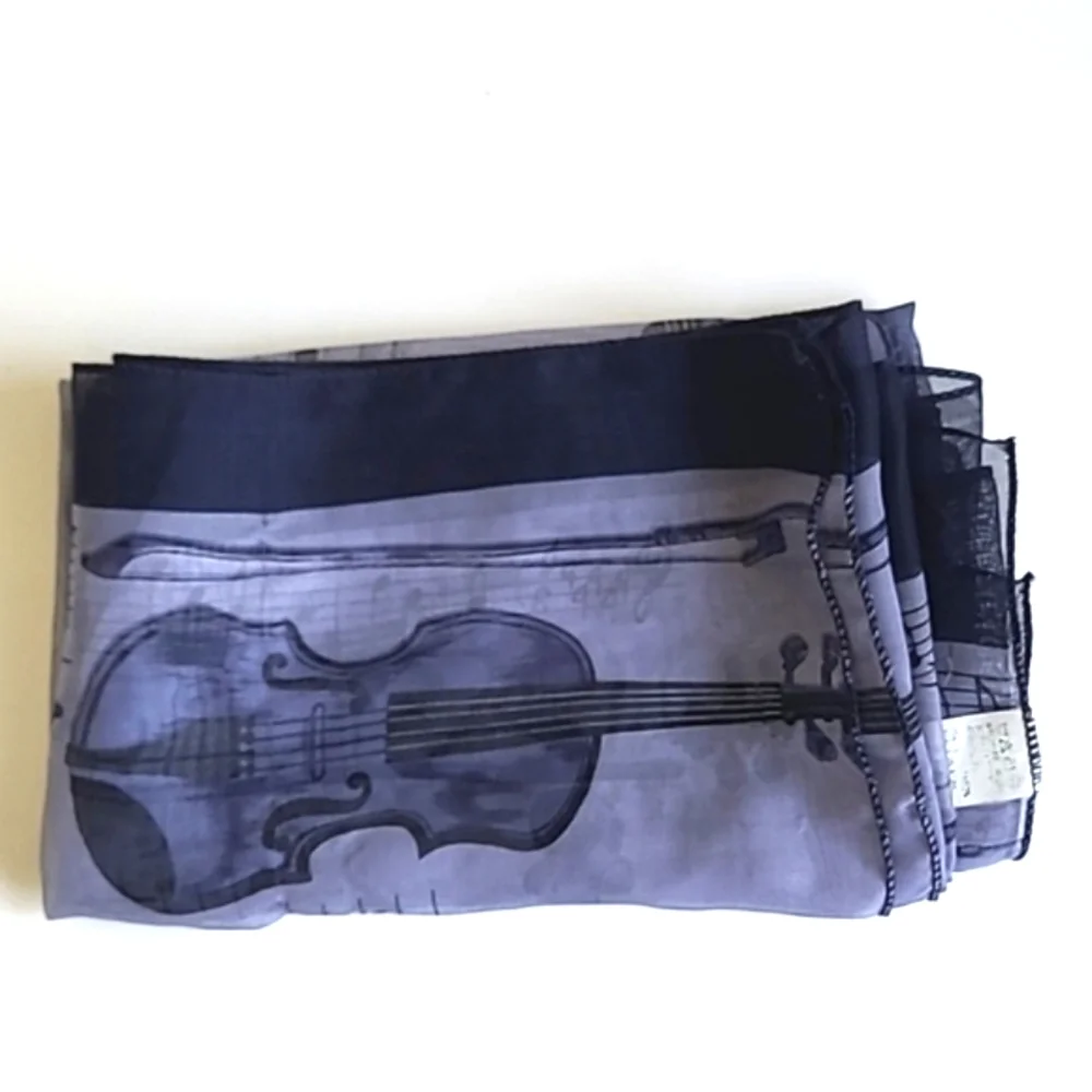 Violin Lightweight Purple Scarf W Music Notes Job Women's